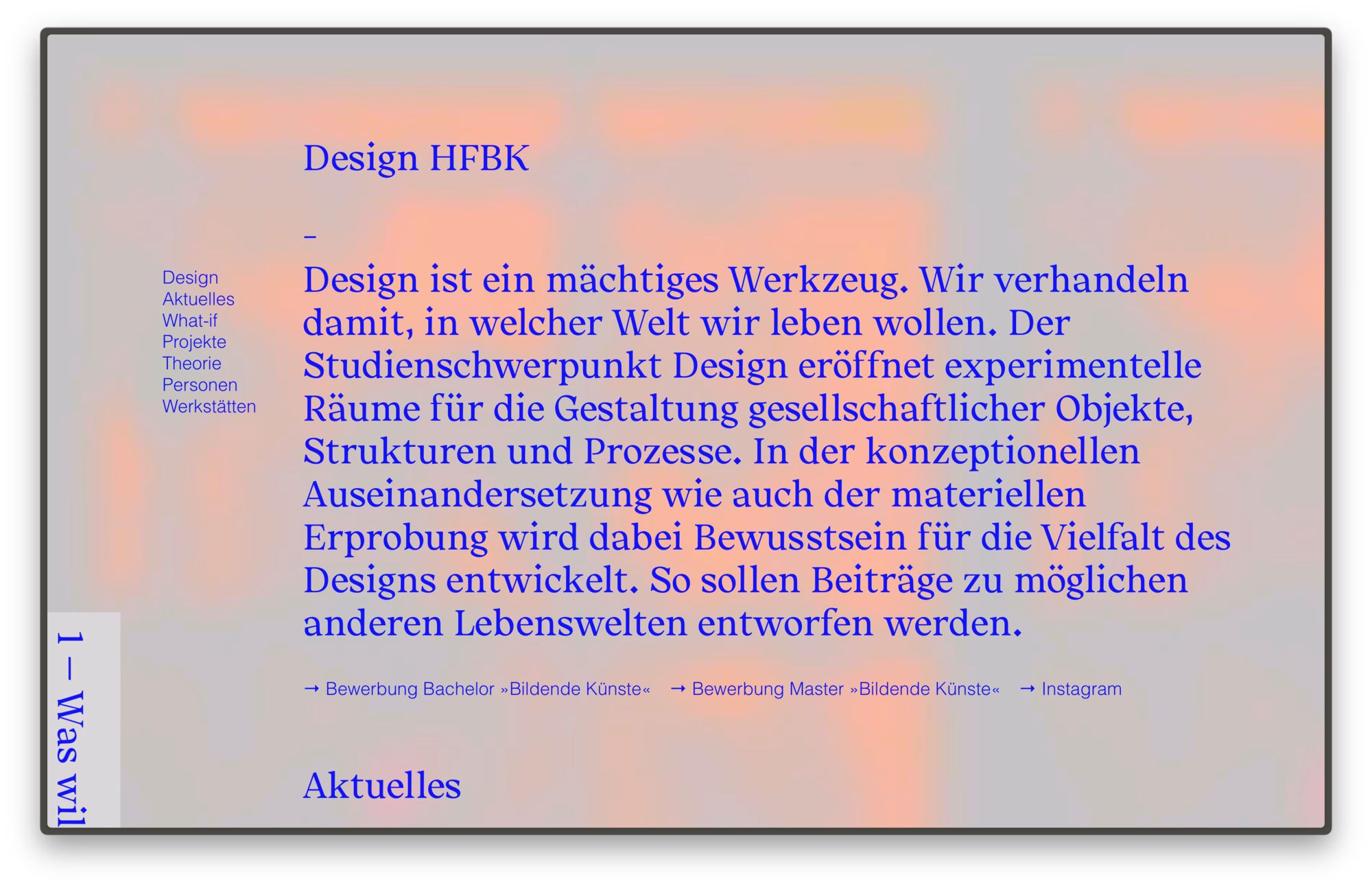 Redesigned HFBK Hamburg Design Department website