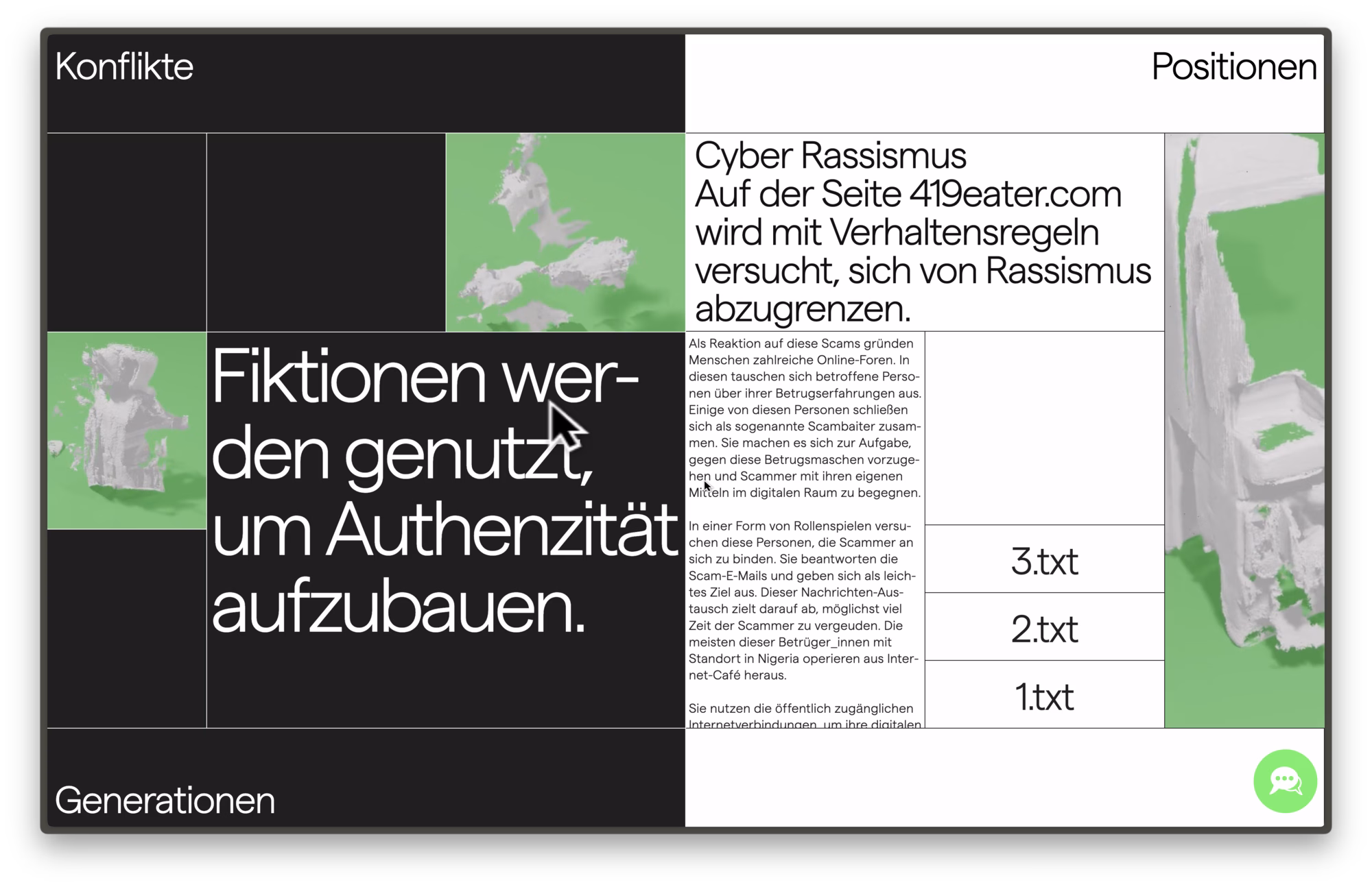 Haus der Kunst website interface showcasing dynamic fragments