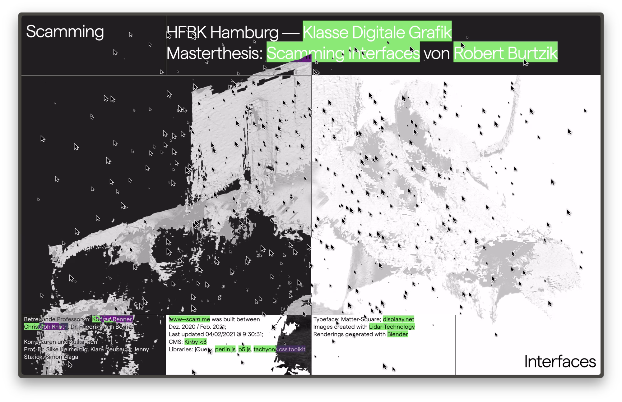 Haus der Kunst website interface showcasing dynamic fragments