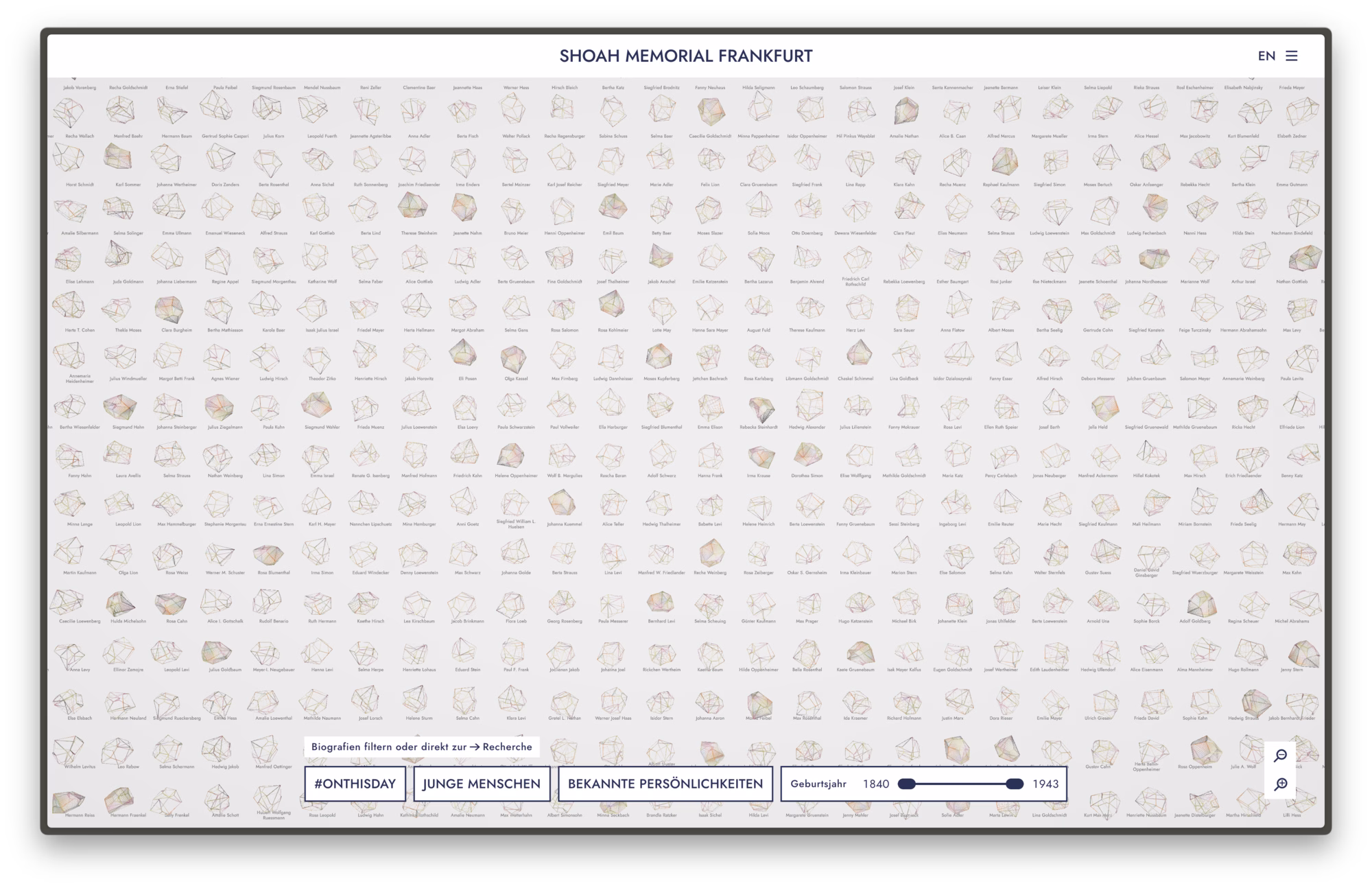 shoah memormial interface design