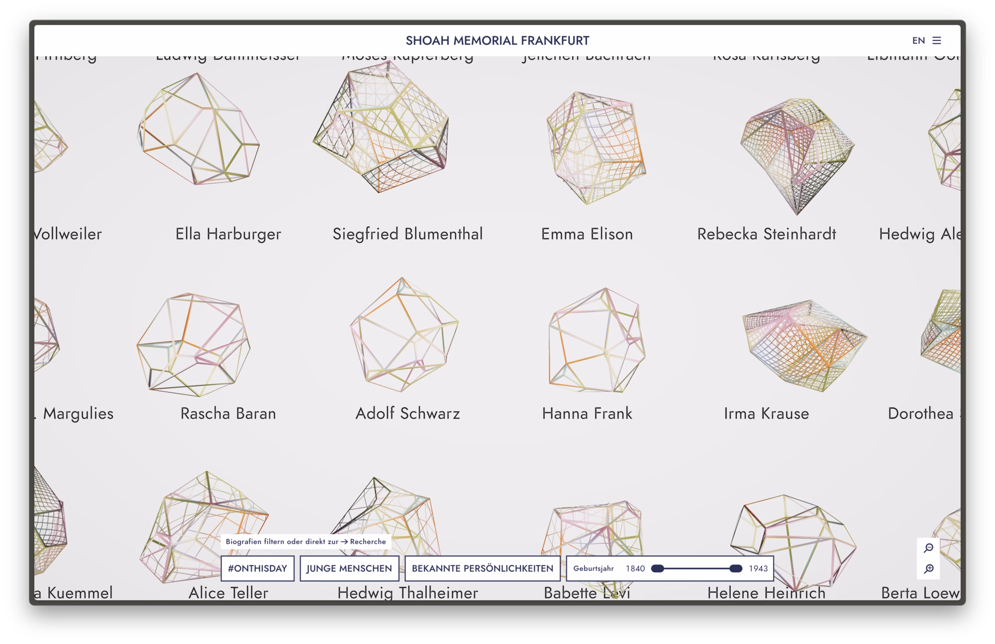 shoah memormial interface design